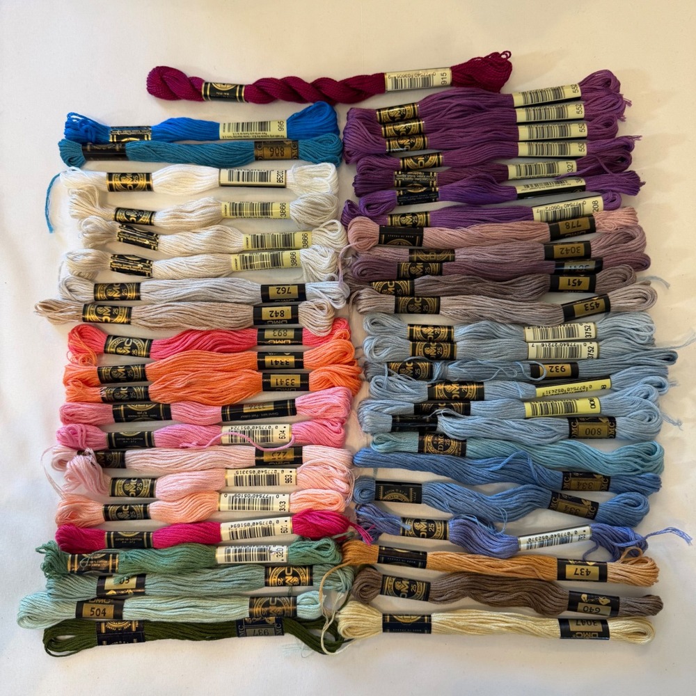 DMC Embroidery Floss Lot 35 Skeins 100% Cotton Six Strand Thread Multi